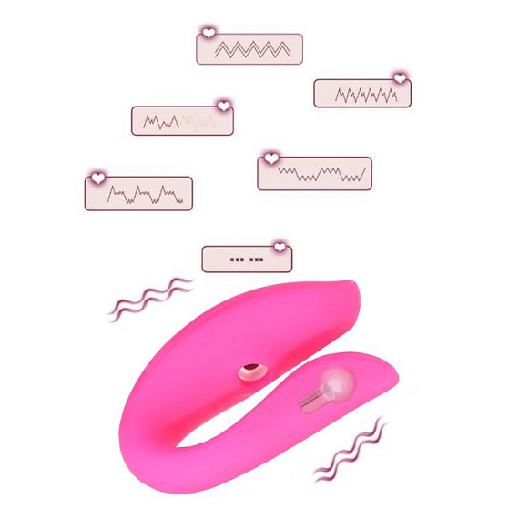 Розовый вибратор для пар «Оки-Чпоки» с вакуумно-волновой стимуляцией клитора - фото 10