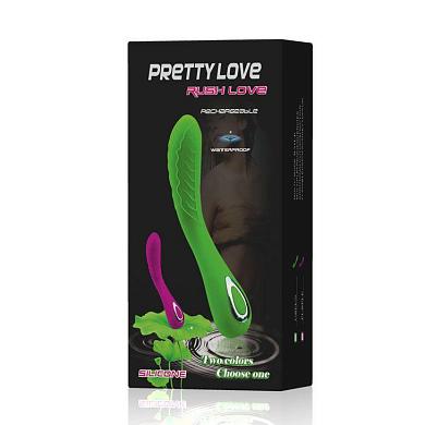 Зелёный вибромассажер Pretty Love Rush Love - 17 см.