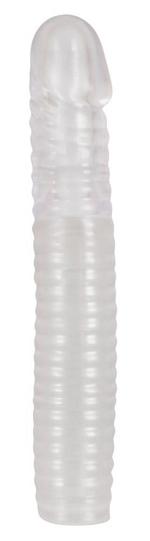 Прозрачная рифленая вибронасадка Vibrating Sleeve - 22,5 см. от Intimcat