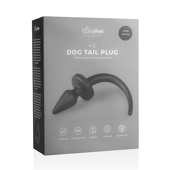 Черная пробка-конус Dog Tail Plug с хвостом от Intimcat