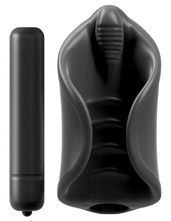 Чёрный мастурбатор Vibrating Silicone Stimulator с вибрацией - силикон