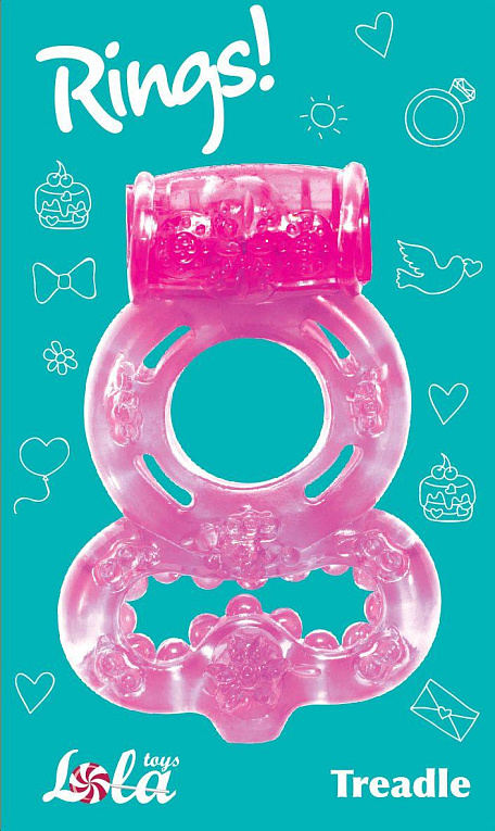 Розовое эрекционное кольцо Rings Treadle с подхватом от Intimcat