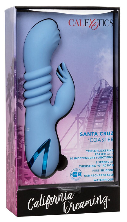 Голубой вибромассажер-кролик Santa Cruz Coaster California Exotic Novelties