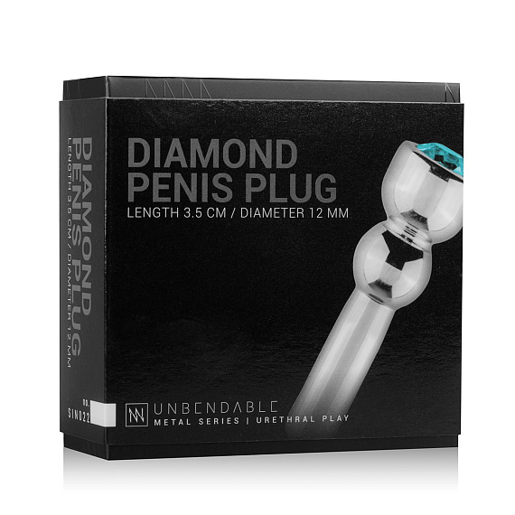Серебристый уретральный стимулятор Sinner Penis Plug With Diamond - 5 см. от Intimcat