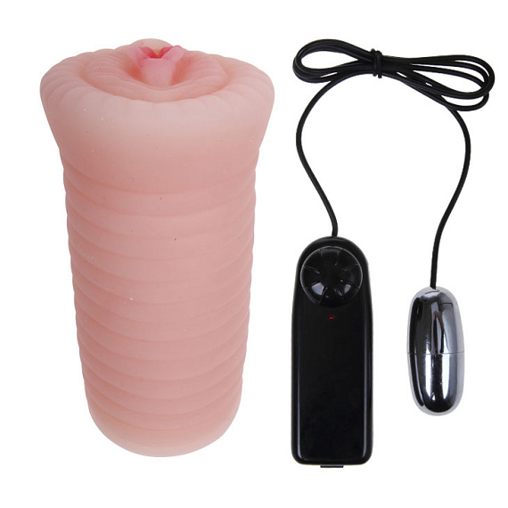 Нежная телесная вагина-мастурбатор с вибрацией - термопластичная резина (TPR)