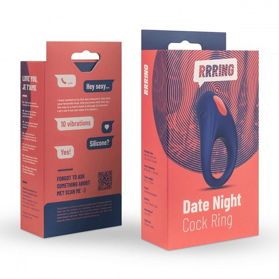 Синее эрекционное кольцо RRRING Date Night Cock Ring - фото 5