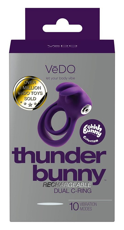 Фиолетовое эрекционное кольцо VeDO Thunder Bunny VeDO
