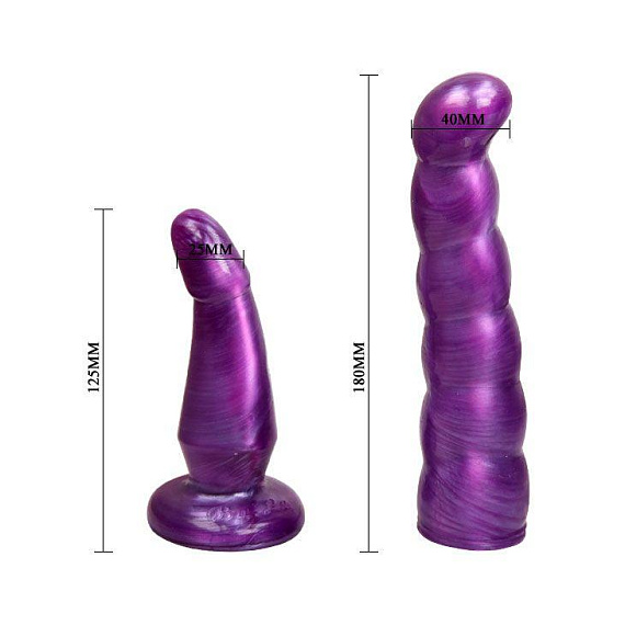 Фиолетовый страпон с двумя насадками - 18 см. - фото 6