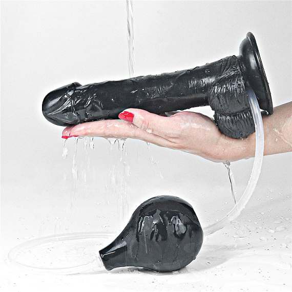 Черный фаллоимитатор Squirt Extreme 9 с имитацией эякуляции - 23 см. - поливинилхлорид (ПВХ, PVC)