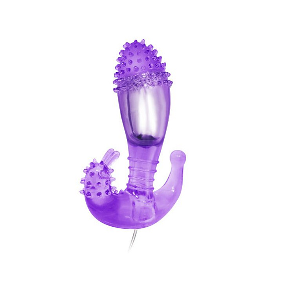 Фиолетовый вибростимулятор с шипами на головке - 14,3 см. - термопластичная резина (TPR)