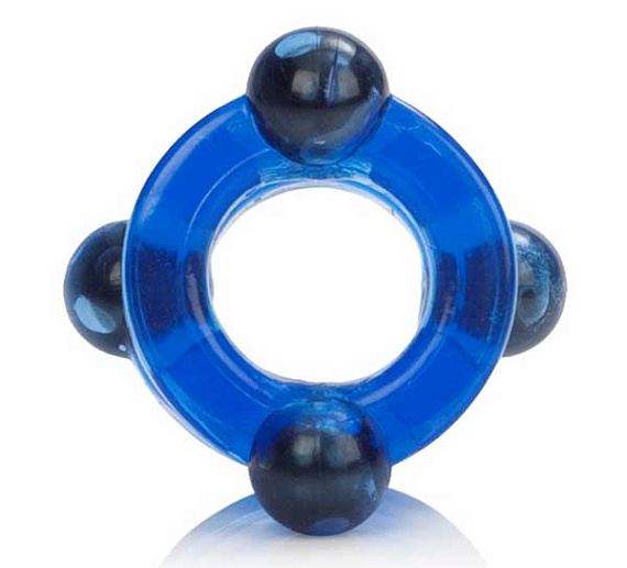 Голубое двойное эрекционное кольцо с магнитами Magnetic Power Ring - термопластичная резина (TPR)