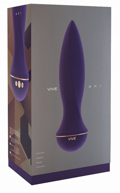 Фиолетовый вибратор Aki с заострённым кончиком - 17,5 см. - силикон