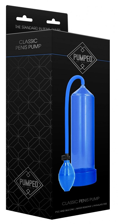 Синяя ручная вакуумная помпа для мужчин Classic Penis Pump - анодированный пластик (ABS)