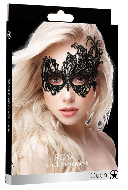 Черная кружевная маска ручной работы Royal Black Lace Mask от Intimcat